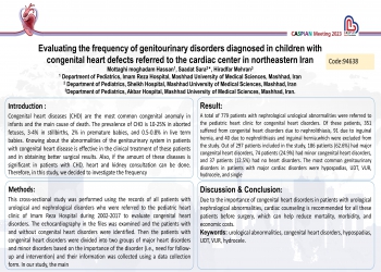 Evaluating the frequency of genitourinary disorders diagnosed in children with congenital heart defects referred to the cardiac center in northeastern Iran (Imam Reza Hospital)